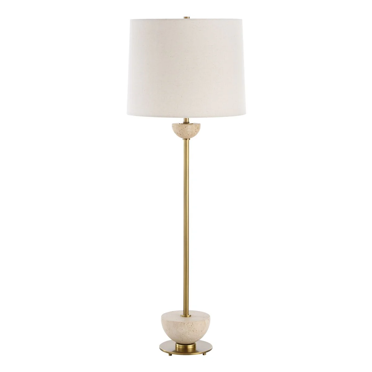 Uttermost Hemisphere Travertine with Brushed Brass Buffet Lamp - Image 5