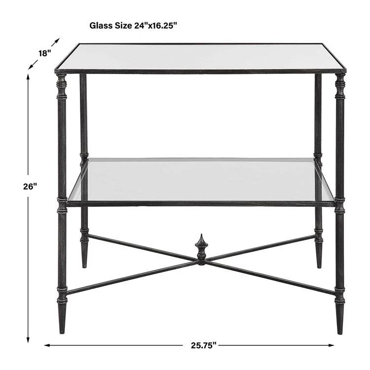 Uttermost Henzler Mirrored Top With Iron Base End Table - Image 5