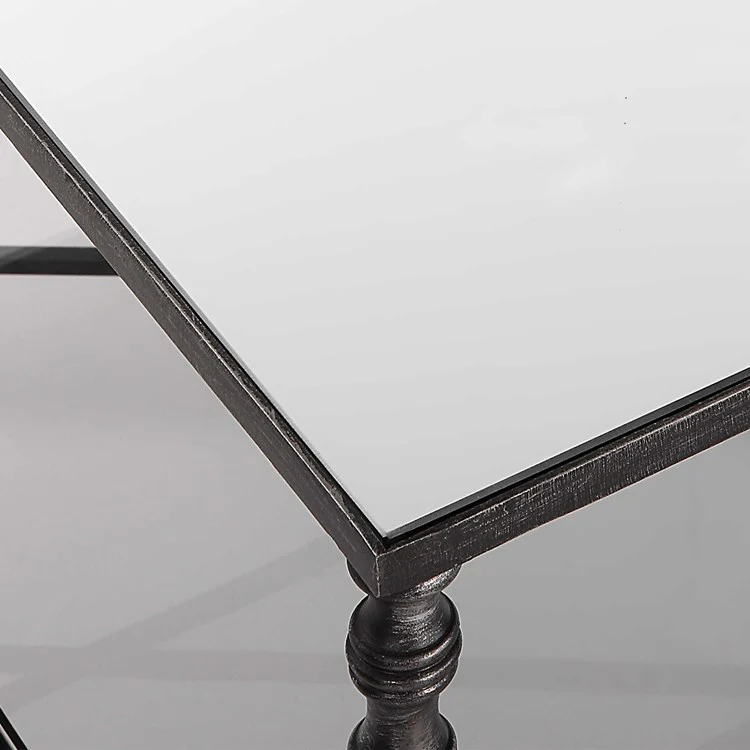 Uttermost Henzler Mirrored Top With Black Iron Coffee Table - Image 5