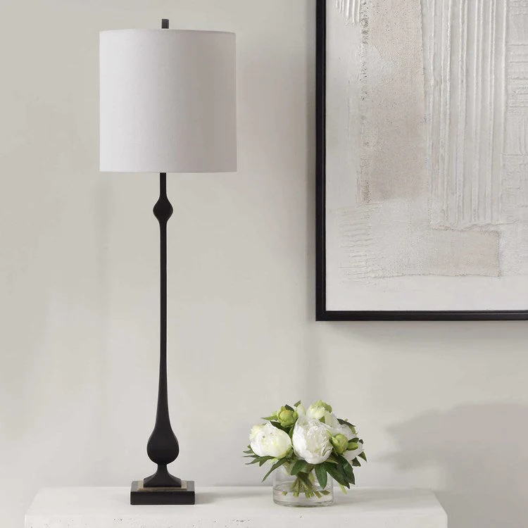 Uttermost Hightower Buffet Lamp With White Linen Shade