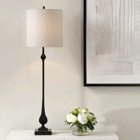 Uttermost Hightower Buffet Lamp With White Linen Shade - Image 2