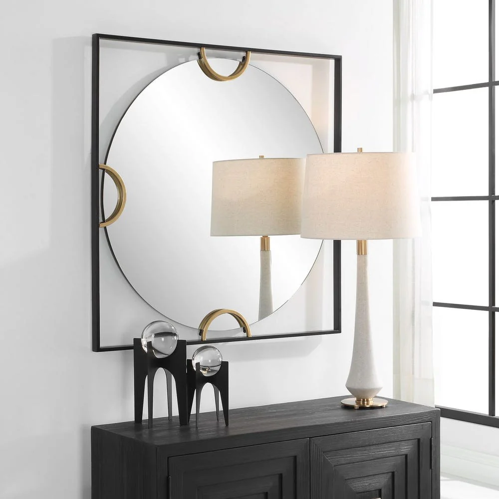Uttermost Hinson Satin Black Iron Square Mirror - Image 2