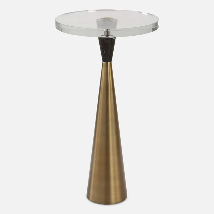 Uttermost Holton Brushed Brass and Marble Round Accent Table