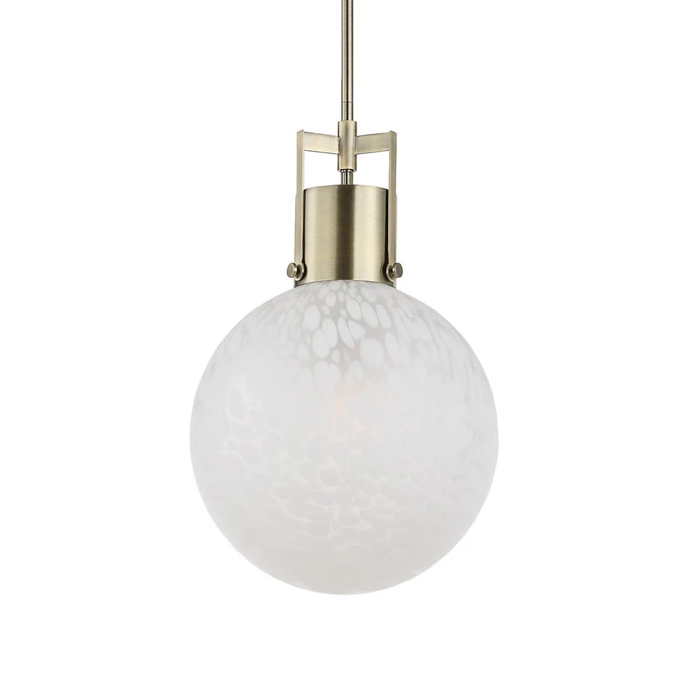 Uttermost Huch White Spotted Glass Globe 1 Light Pendant - Image 4