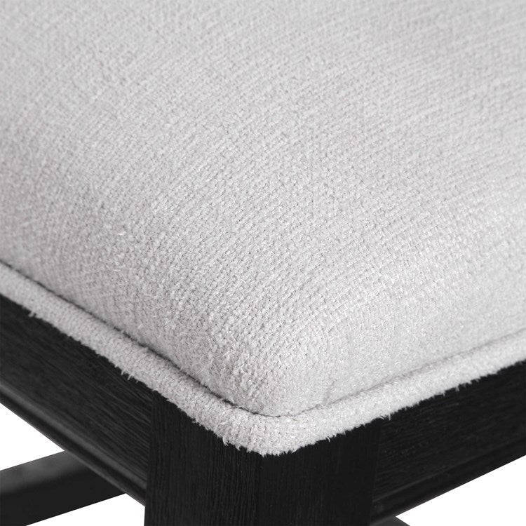 Uttermost Idris White Performance Fabric Charcoal Black Wood Counter Stool - Image 6