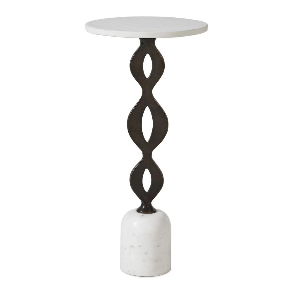 Uttermost Ila White Marble Top With Dark Bronzed Finish Drink Table - Image 2