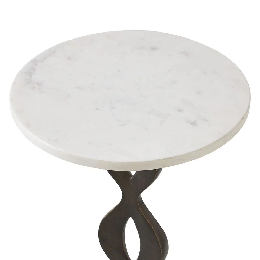 Uttermost Ila White Marble Top With Dark Bronzed Finish Drink Table - Image 3