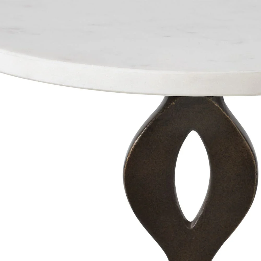 Uttermost Ila White Marble Top With Dark Bronzed Finish Drink Table - Image 4