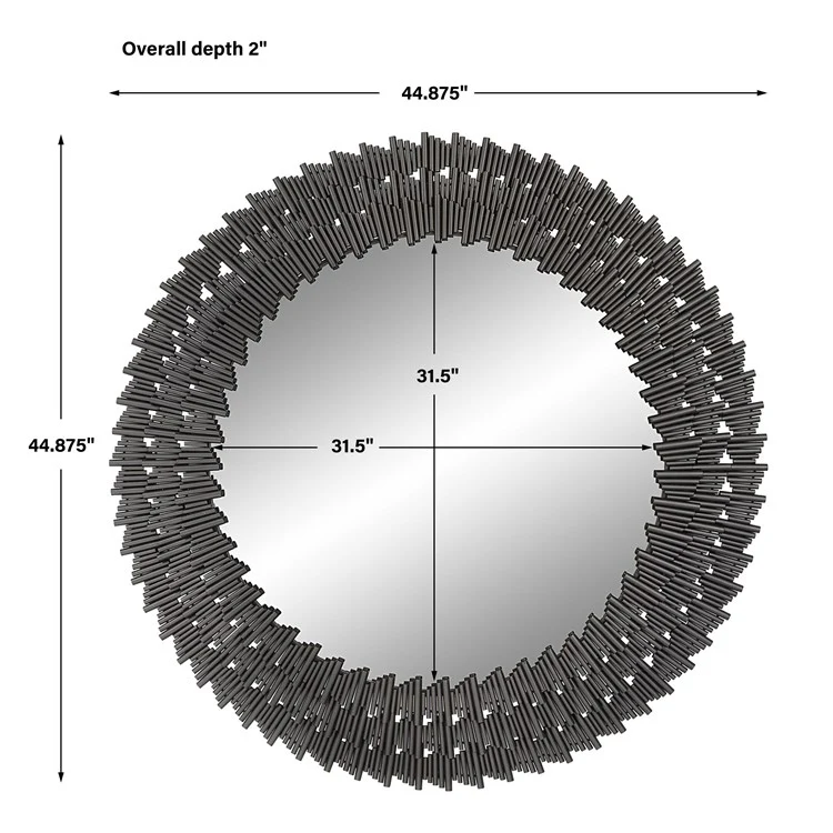 Uttermost Illusion Burnished Steel Silver 3 Dimensional Round Mirror - Image 7