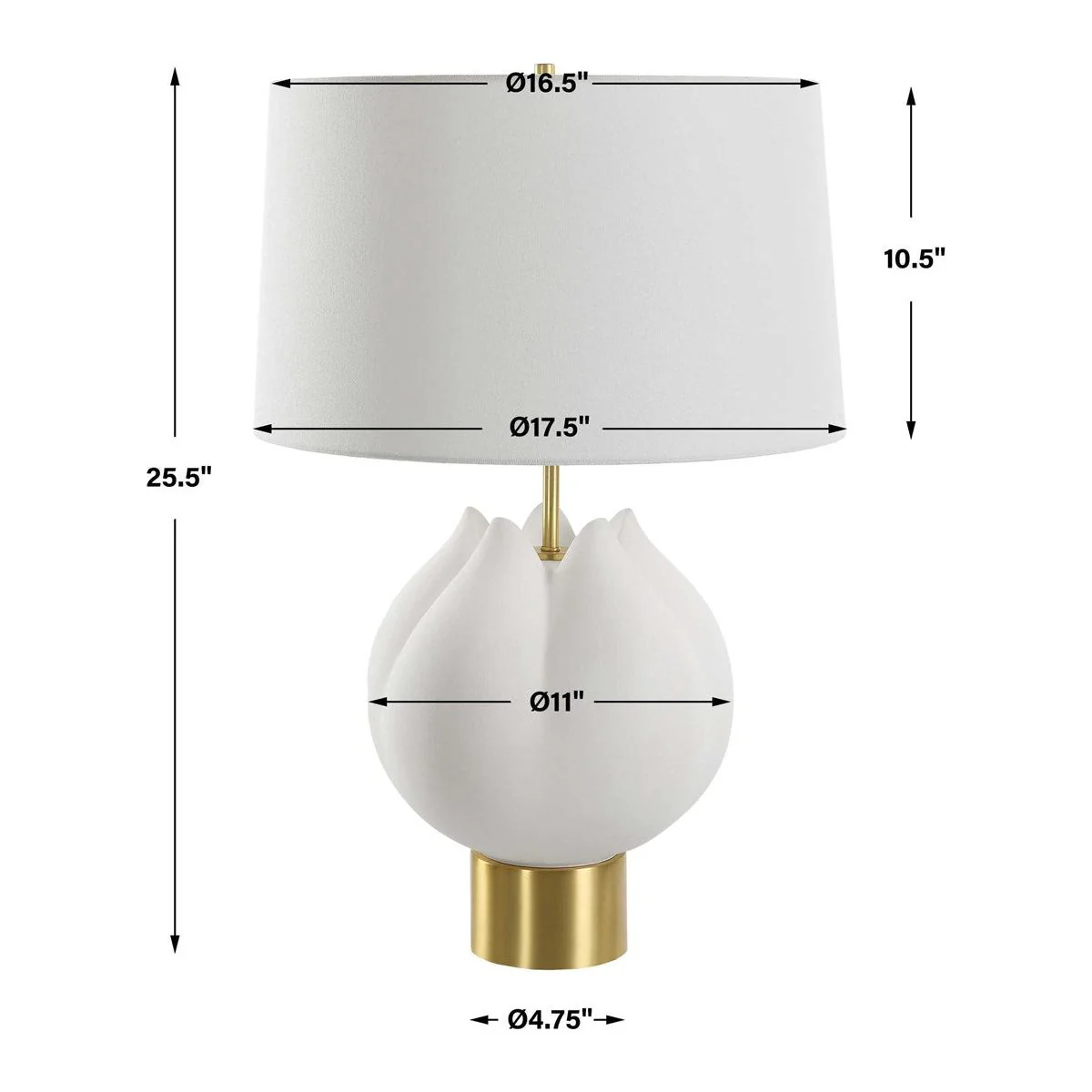 Uttermost In Bloom Chalk White Glazed Porcelain Table Lamp With Linen Shade - Image 6