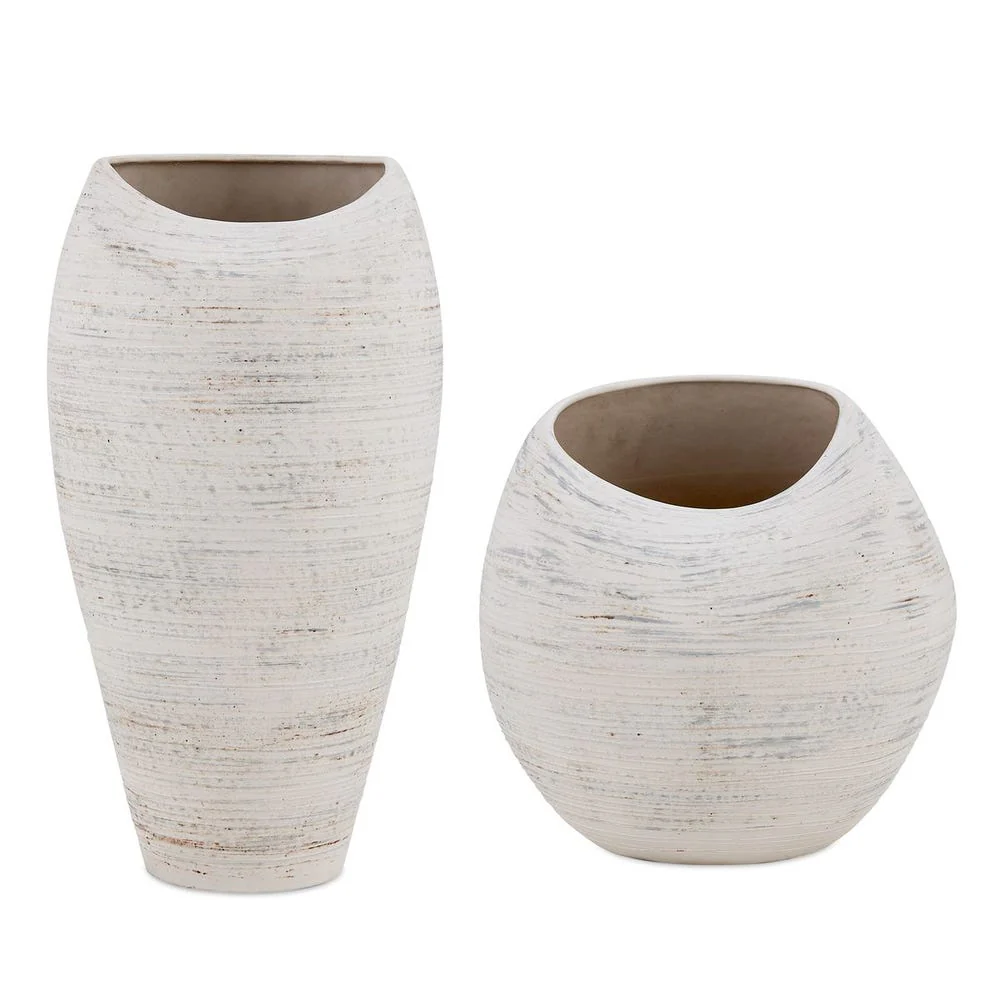 Uttermost Inara Creamy White Vases ~ Set Of 2 ~ Indoor And Outdoor Use - Image 2