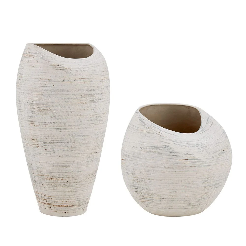 Uttermost Inara Creamy White Vases ~ Set Of 2 ~ Indoor And Outdoor Use - Image 3