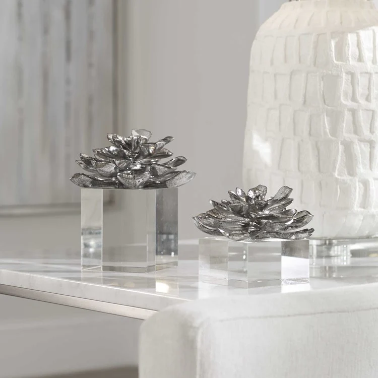 Uttermost Indian Lotus Set of 2 Sculptures - Image 2