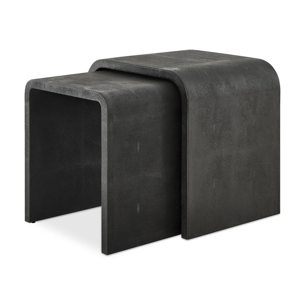 Uttermost Interpose Gray Shagreen Set of 2 Nesting Side Tables - Image 4