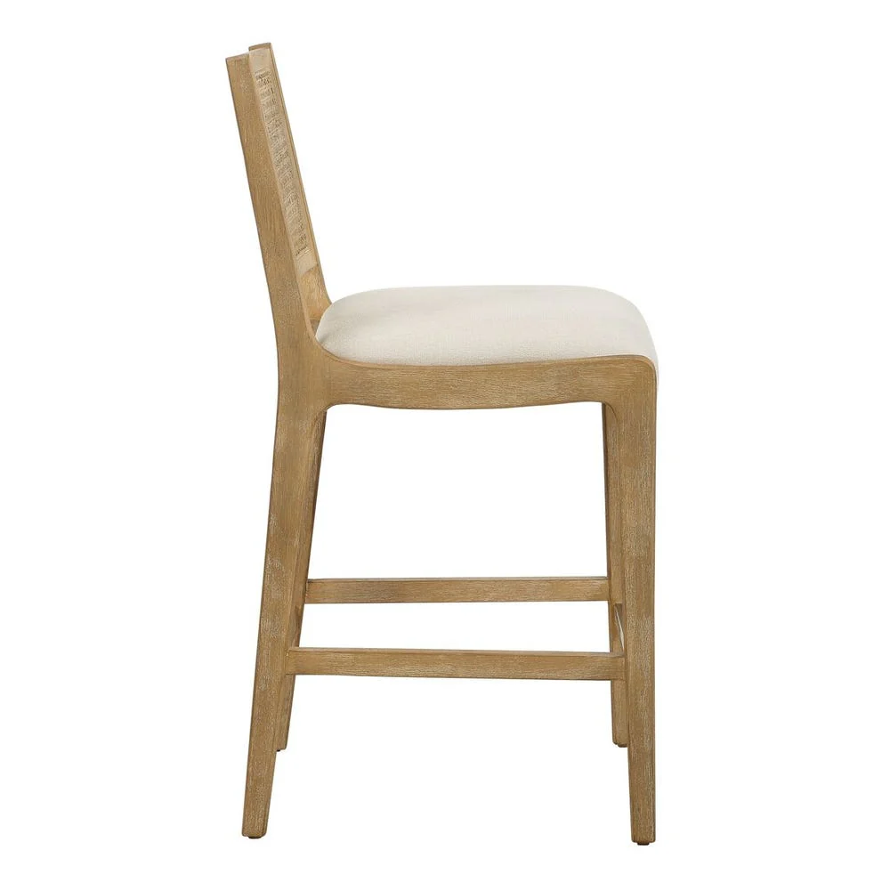 Uttermost Interweave Rattan Cane and Light Oak Ceruse Counter Stool - Image 4