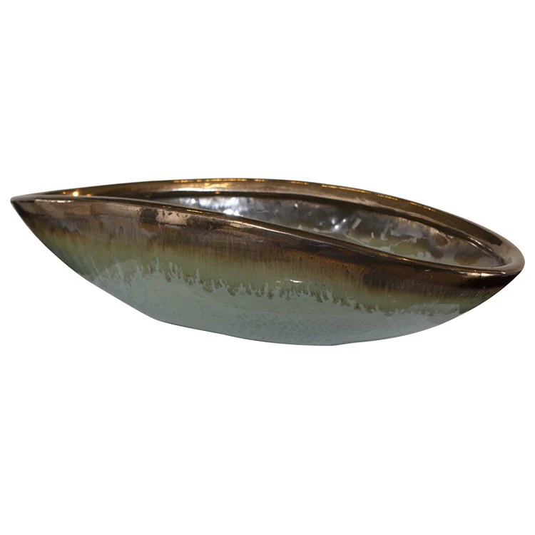 Uttermost Iroquois Green and Aqua Blue Glaze Earthenware Bowl - Image 4