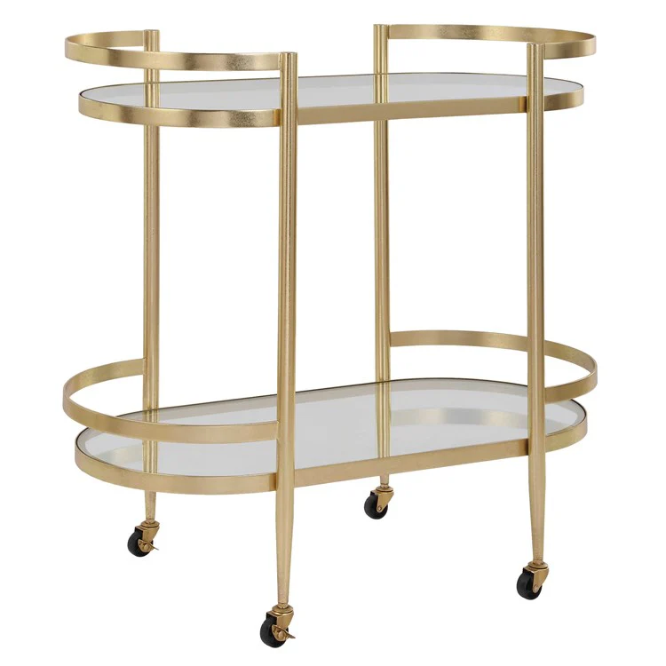 Uttermost Isabelle Gold Leaf Finished Iron Bar Cart - Image 4
