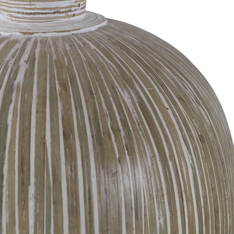 Uttermost Islander Natural Bamboo and Washed White Terracotta Set of 2 Vases - Image 4