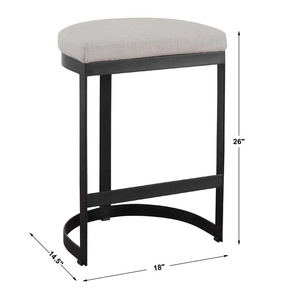 Uttermost Ivanna Beige Linen Blend Fabric Matte Black Framed Counter Stool - Image 6