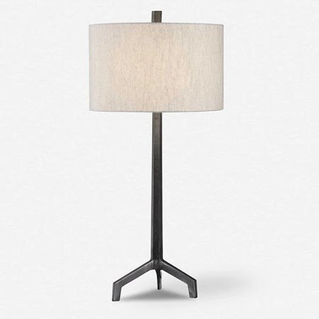 Uttermost Ivor Cast Iron Table Lamp With Light Beige Linen Shade - Image 2