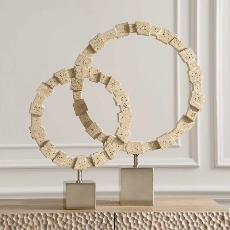 Uttermost Ivory Fushion Rings Set of 2 Sculptures