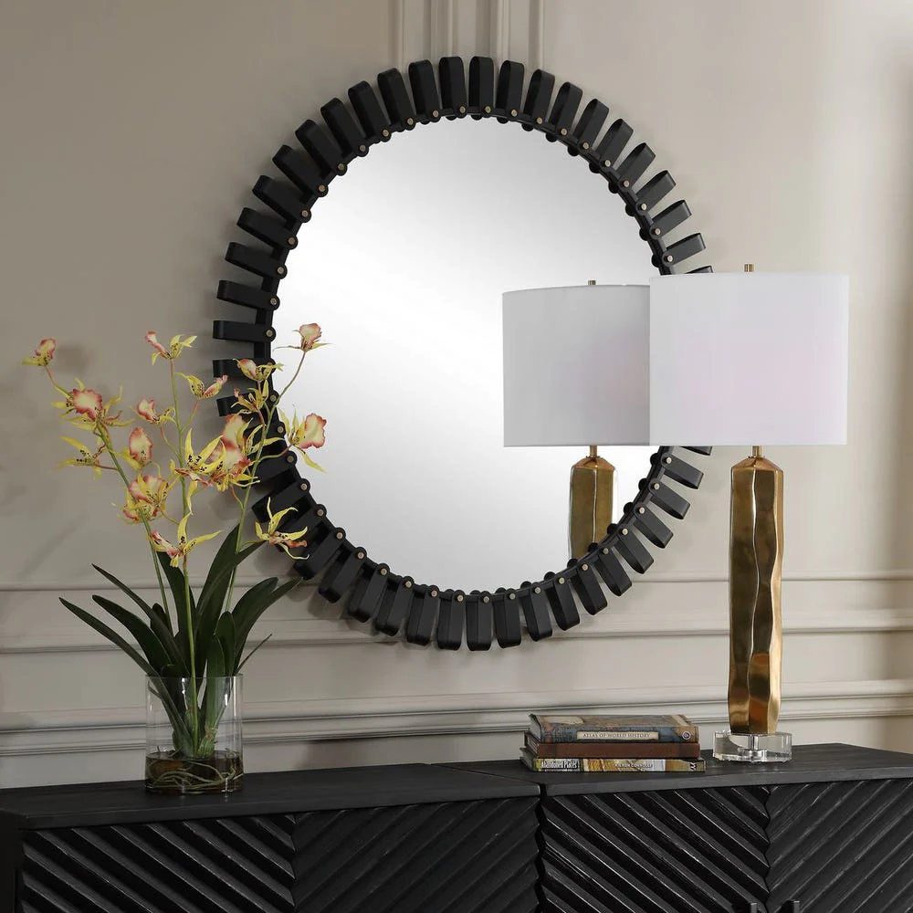 Uttermost Jael Industrial Iron Finished In Satin Black Round Mirror - Image 2