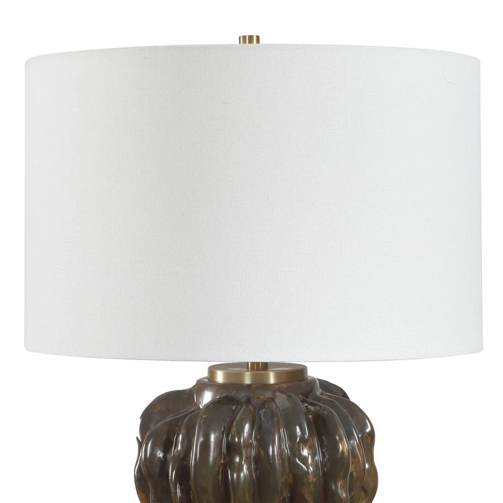 Uttermost Jaudon Stacked Deep Ridges Finished In Rich Dark Brown  Table Lamp - Image 5