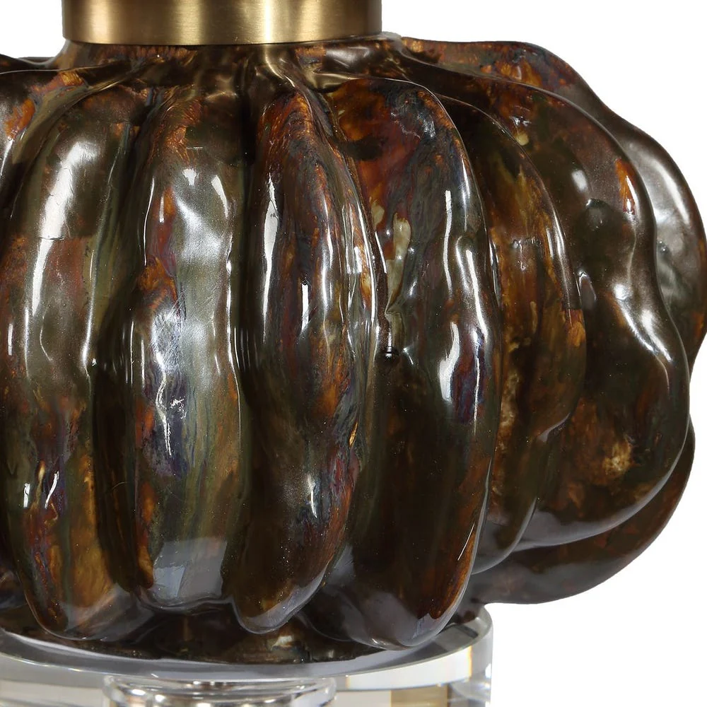 Uttermost Jaudon Stacked Deep Ridges Finished In Rich Dark Brown  Table Lamp - Image 6