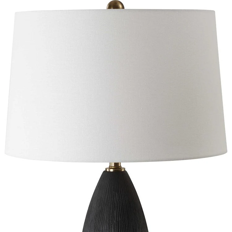 Uttermost Jett Matte Black Ceramic Table Lamp With White Linen Shade - Image 5