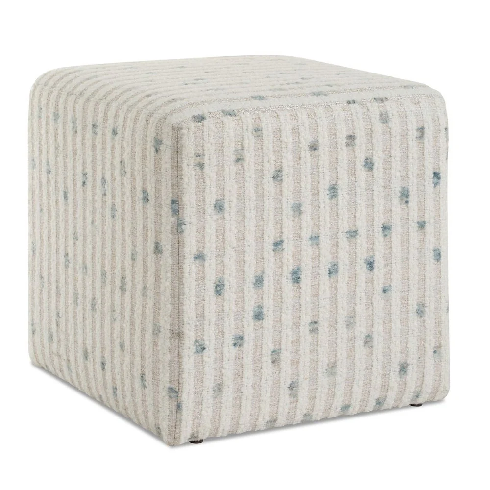 Uttermost Joie Plush White Chenille Striped Ottoman - Image 3