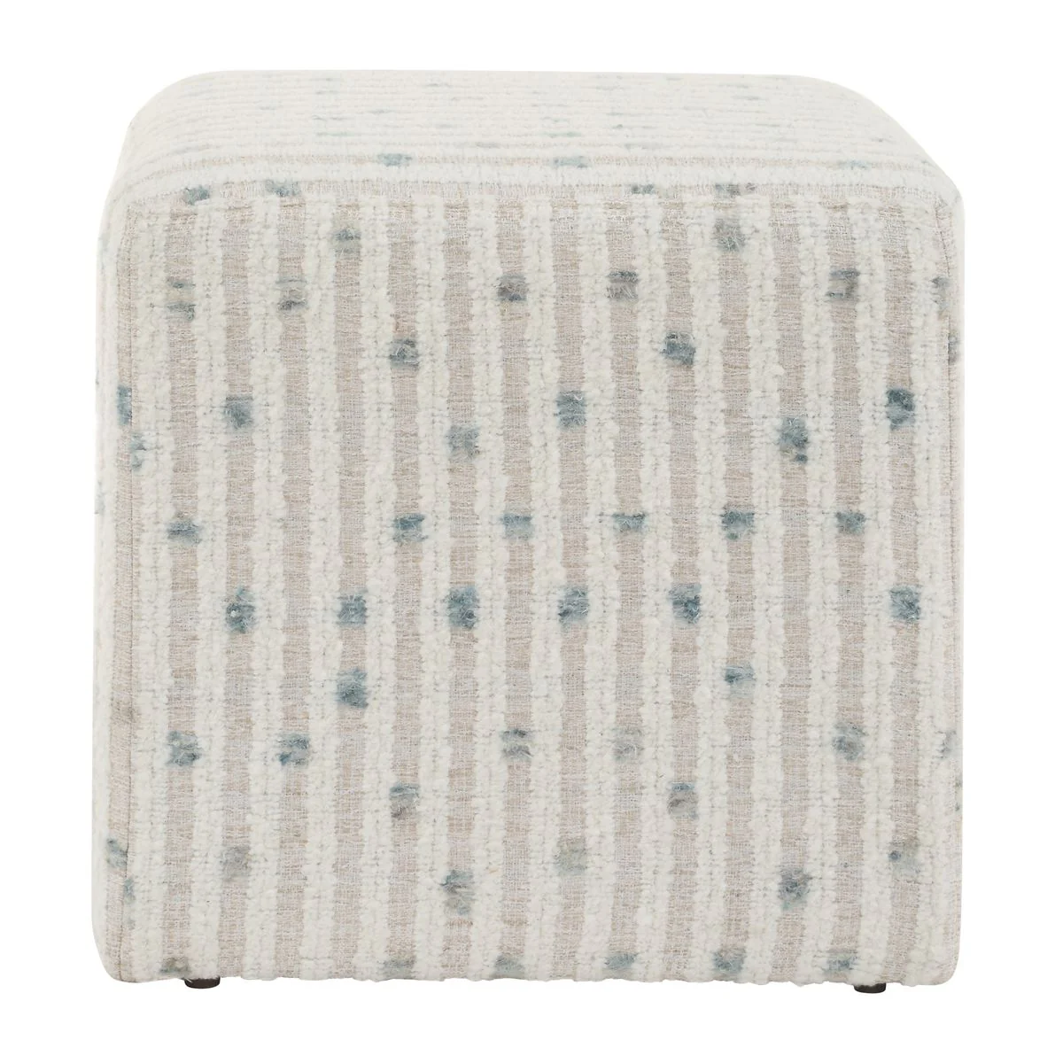 Uttermost Joie Plush White Chenille Striped Ottoman - Image 4