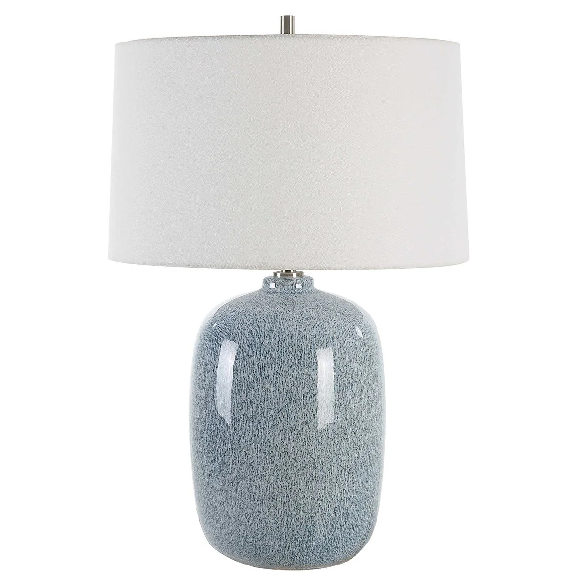 Uttermost Jubilee Sky Blue Glazed Ceramic Table Lamp With White Linen Shade - Image 4