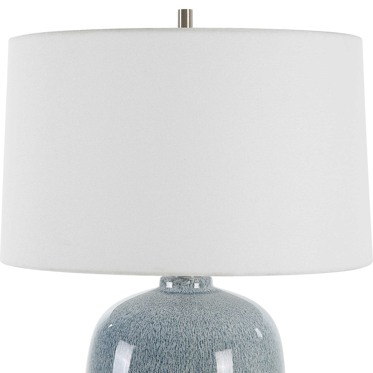 Uttermost Jubilee Sky Blue Glazed Ceramic Table Lamp With White Linen Shade - Image 5