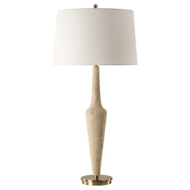 Uttermost Juliet Travertine Table Lamp With White Linen Shade - Image 4
