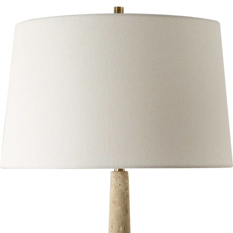 Uttermost Juliet Travertine Table Lamp With White Linen Shade - Image 5