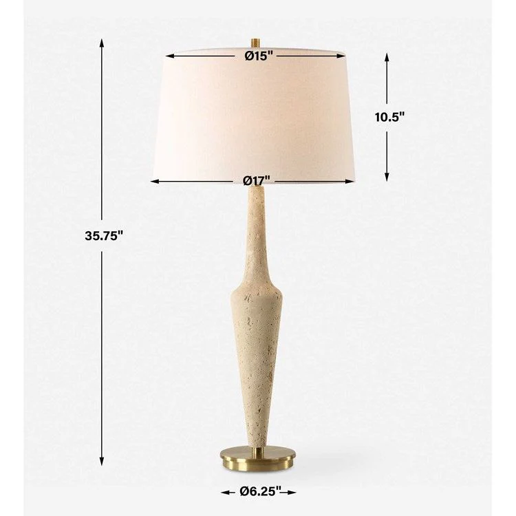 Uttermost Juliet Travertine Table Lamp With White Linen Shade - Image 8