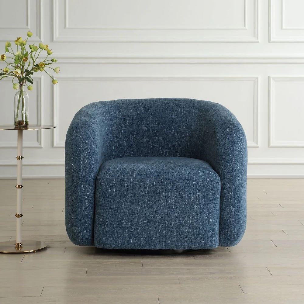 Uttermost Junie Blueberry Chenille Barrel Swivel Chair - Image 2
