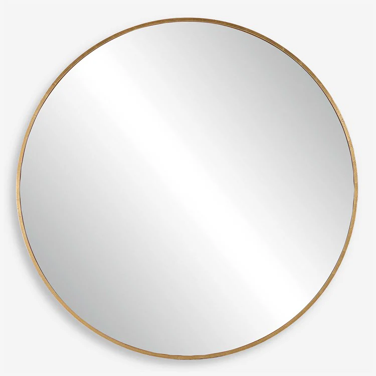 Uttermost Junius Antiqued Gold Leaf Iron Large Round Mirror - Image 2
