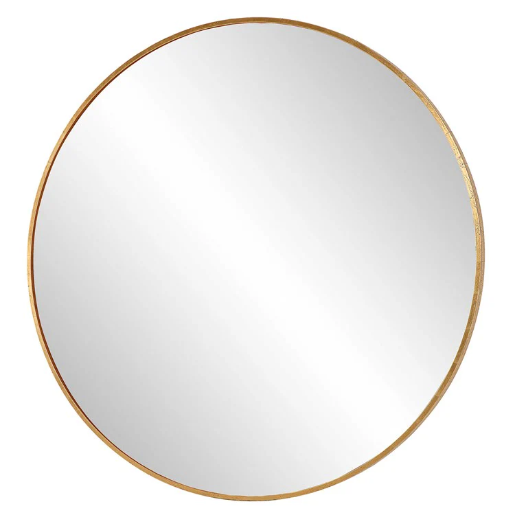 Uttermost Junius Antiqued Gold Leaf Iron Large Round Mirror - Image 4
