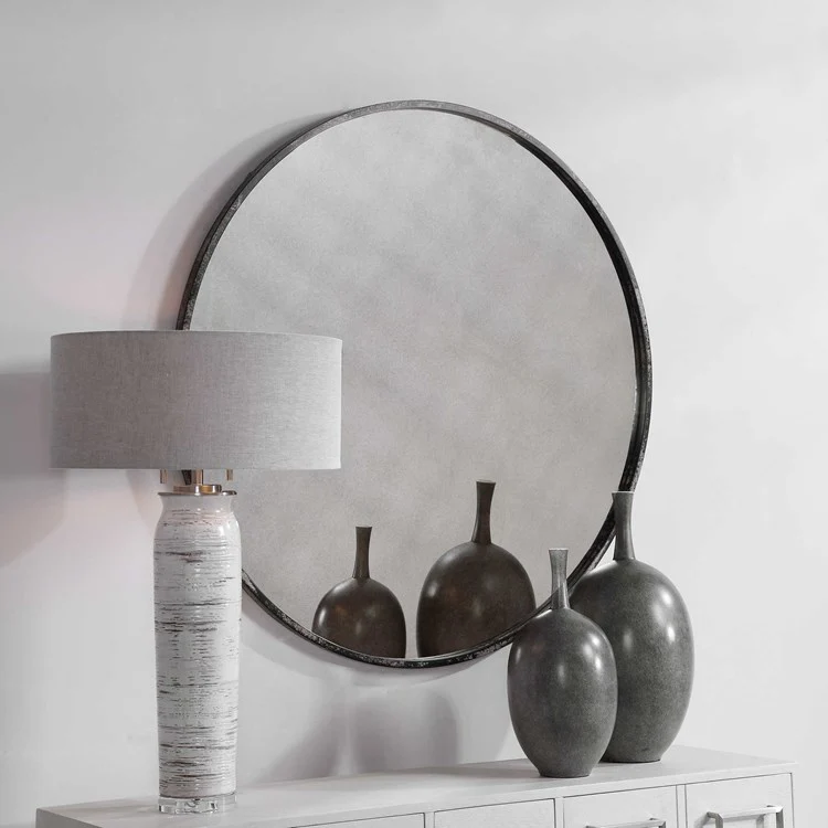 Uttermost Junius Rustic Black Round Mirror - Image 3
