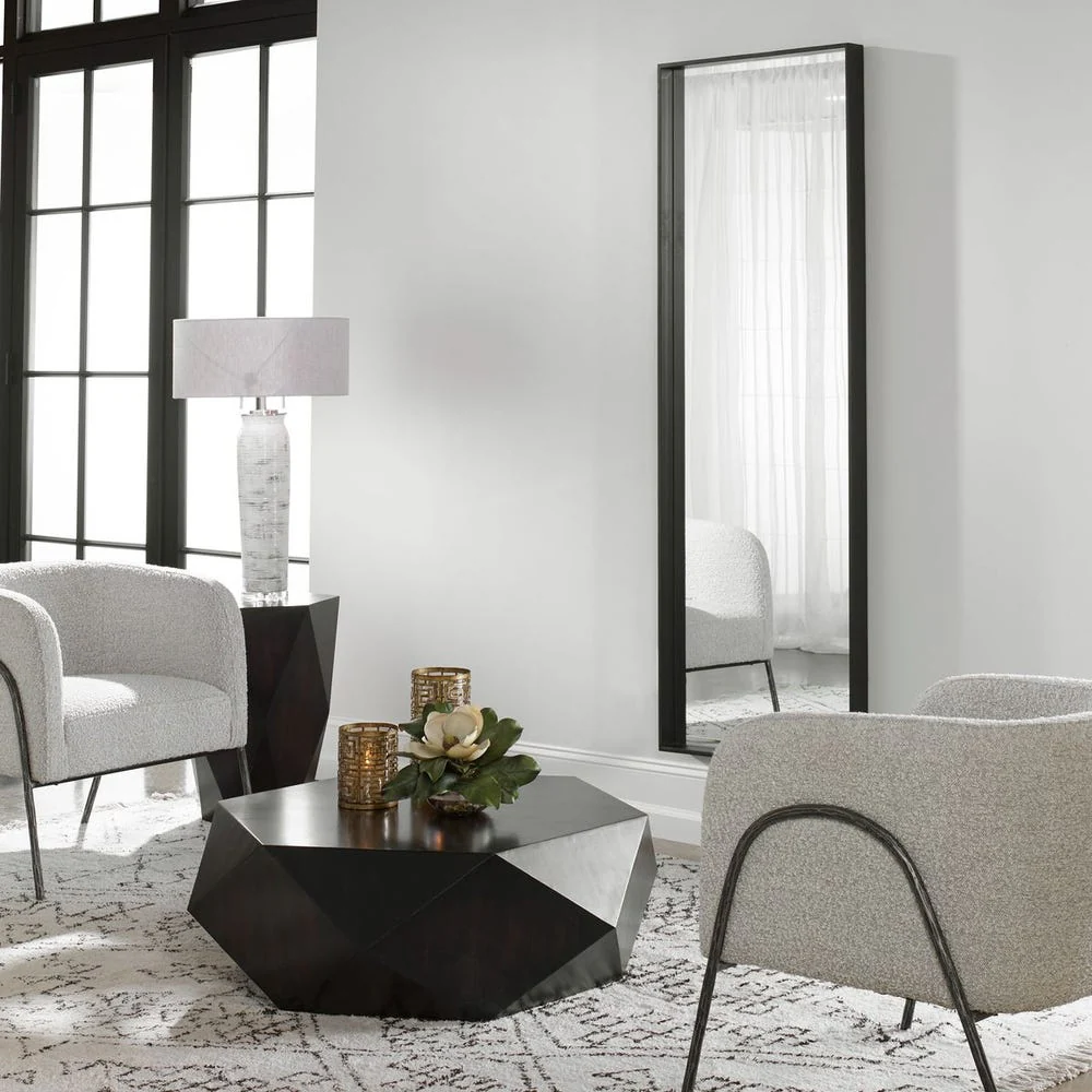 Uttermost Kahn Matte Black Iron Framed Oversized Mirror