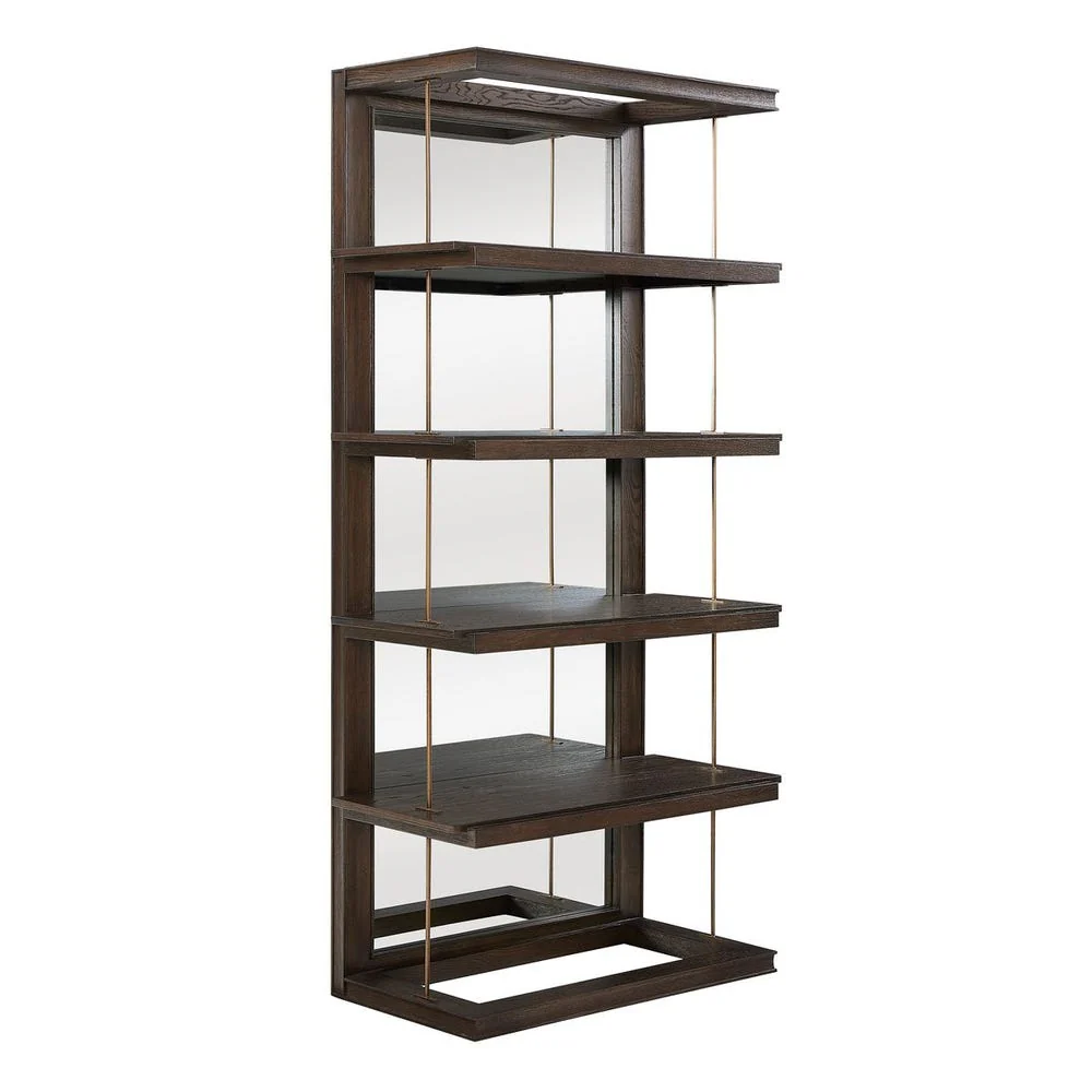 Uttermost Kai Dark Walnut With Gold Iron  Etagere - Image 3