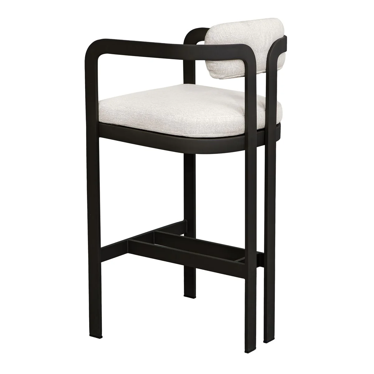 Uttermost Kalmar Java Black Outdoor Bar Stool With Oyster White Fabric Plush Seat Cushion - Image 5