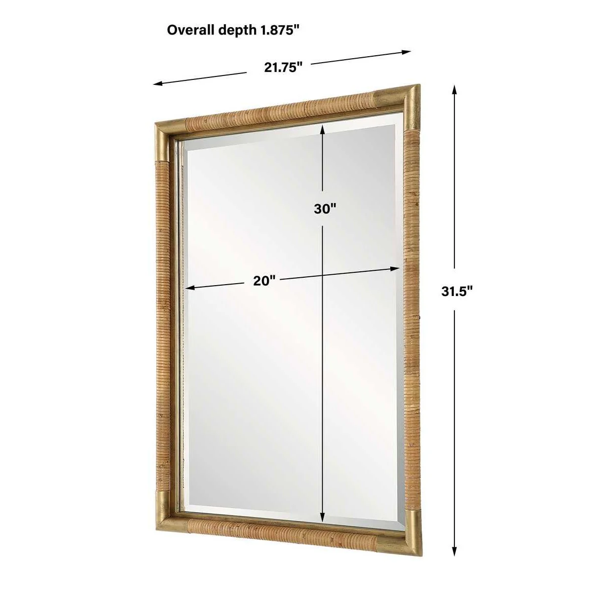 Uttermost Kampar Antique Gold And Wrapped Rattan Vanity Mirror - Image 6
