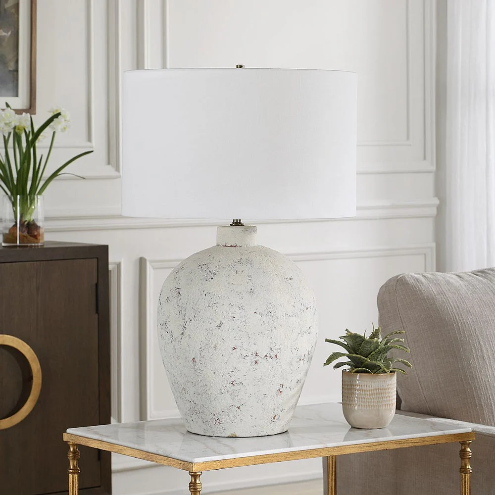 Uttermost Karena Ivory Porcelain Table Lamp With Off White Linen Shade - Image 2