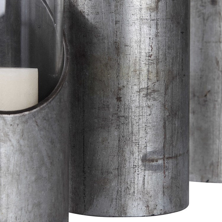 Uttermost Karter Iron and Glass Cylinder Set of 3 Candle Holders ~ Candles Included - Image 5