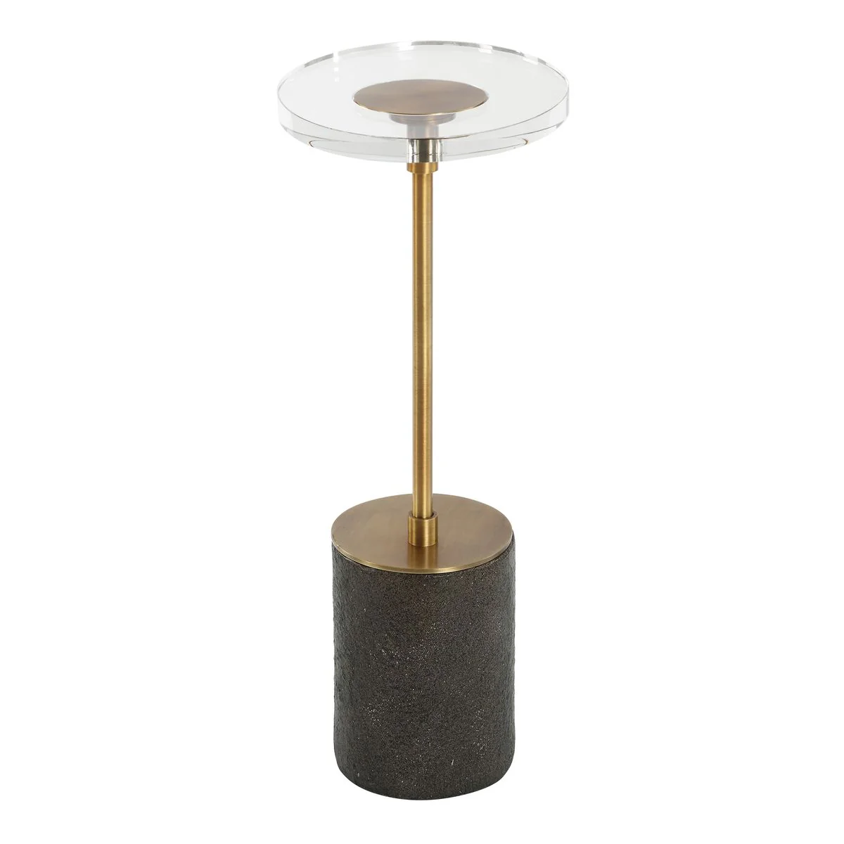 Uttermost Kaufman Contemporary Crystal Top With Antique Brass Round Accent Table - Image 6
