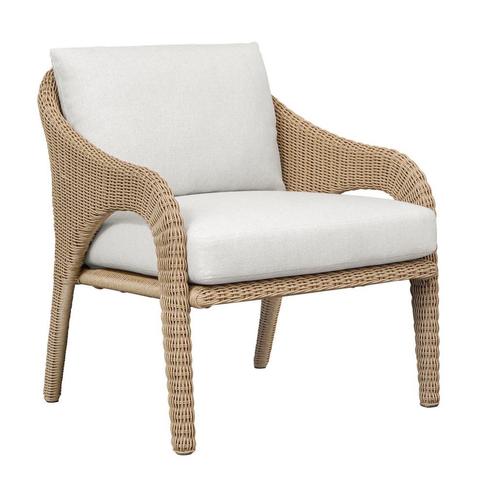 Uttermost Kavali Honey All Weather Outdoor Lounge Chair With Oyster White Plush Cushion - Image 5