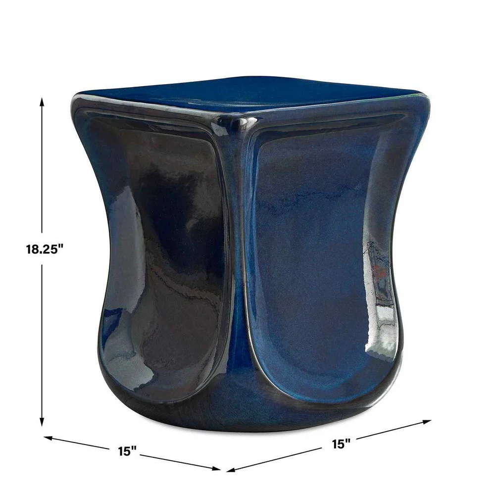 Uttermost Kaz Blue Glazed Garden Stool ~ Indoor And Outdoor Use - Image 5