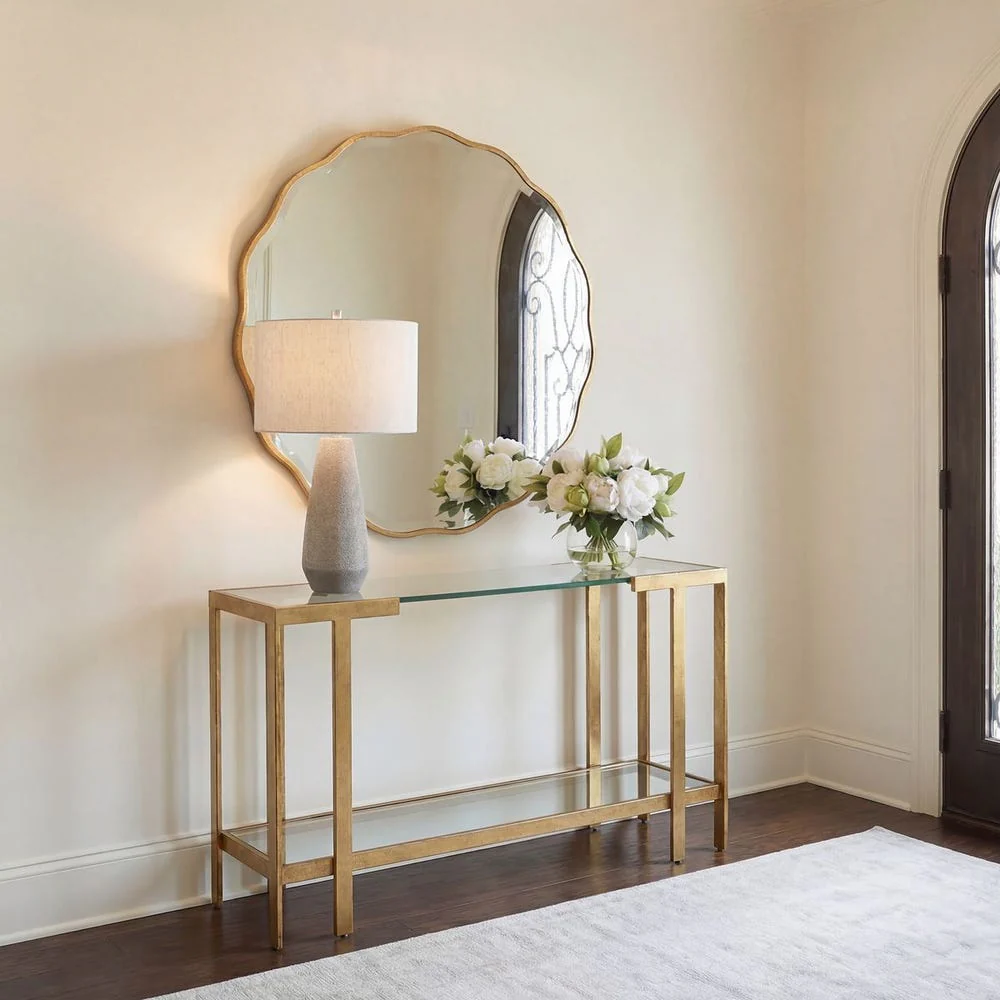 Uttermost Kendrick Radiant Gold Leaf Finish Console Table